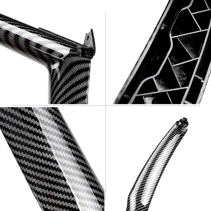 4ชิ้นภายในรถหน้าต่างลิฟท์สวิทช์แผงมือจับประตูดึงปกตัดสำหรับ-bmw-e71-e72-x5-x6-2007-2014คาร์บอนไฟเบอร์