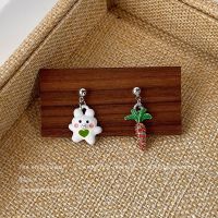 [COD] and radish! 925 silver needle cute fresh asymmetric earrings personalized creative factory