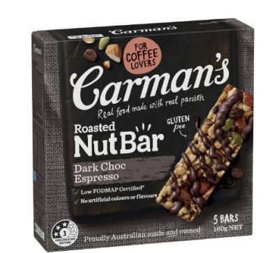 Carmans Dark Choc Espresso Nut Bars ขนมอัดแท่งหลากหลายรส