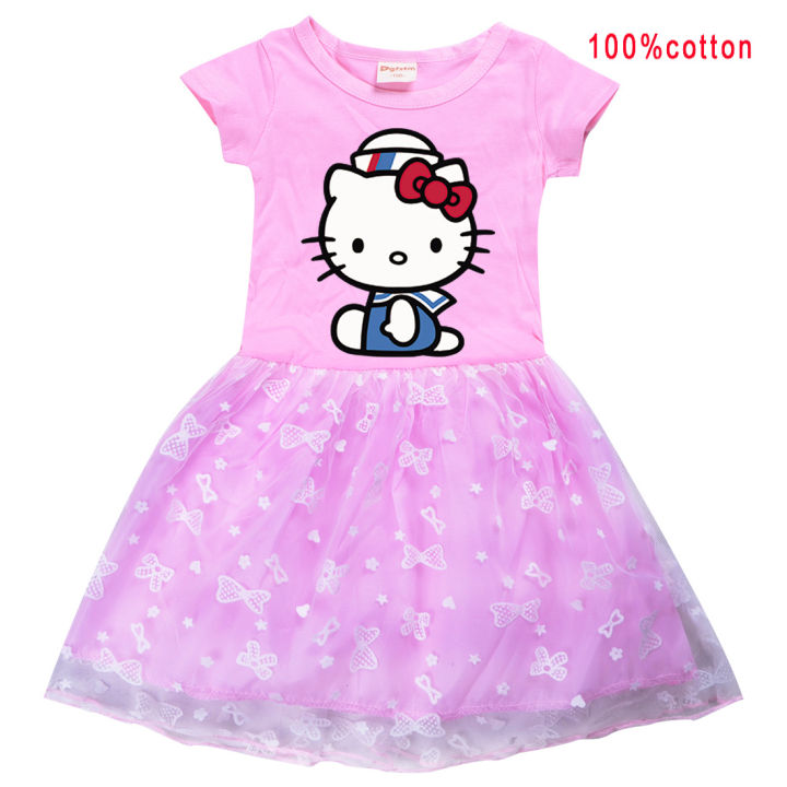 kitty-cat-พิมพ์เจ้าหญิงชุดเด็กผ้าฝ้าย2-9ปีชุดสายรุ้ง-star-moon-ฤดูใบไม้ผลิฤดูร้อนเสื้อผ้าเด็กสาวน่ารักของ0000