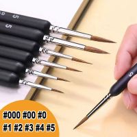 #000 #0 #1 #2 #3 #4 #5 Wolf Hair Fineliner Pen Painting Brush Fine Line Acrylic Oil Watercolor Gouache Wooden Handle Art Drawing Paint Tools Accessori