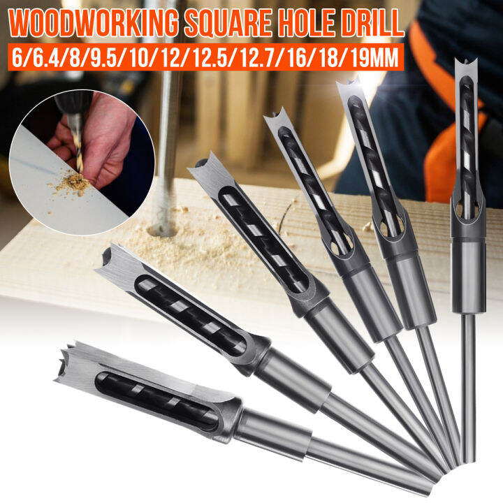 Woodworking Drill Bit Square Hole Chisel Mortising Kit Mortise Tenon