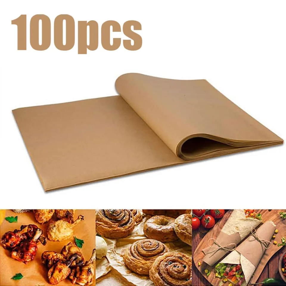 100Pcs Unbleached Parchment Paper, Precut Baking Liners Sheets