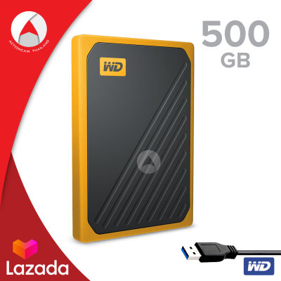 WD My Passport Go SSD 500GB ฮาร์ดดิสก์พกพา USB 3.0 (WDBMCG5000AYT-WESN) Black - Amber trim ความเร็วในการอ่าน 400 MB/s ประกัน Synnex 3 ปี ฮาร์ดดิสก์ Solid State Drives