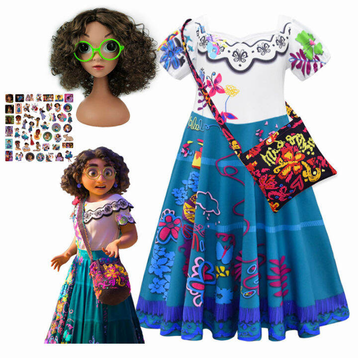 Flower Kids Girls Encanto Isabella Dress Mirabel Cosplay Princess