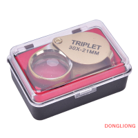 DONGLIONG แว่นขยาย30X30X21มม. เครื่องประดับตาสีทองเครื่องประดับพับได้แว่นขยาย