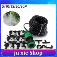 JuXie store 5/20/30m Garden Watering Kit 4/7mm Tube Fog Nozzles Irrigation System Misting Cooling Automatic Water Hose Set Spray