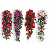 ;Fake Hanging Flower Rattan Artificial Plant Vine Decoration Wall DIY Faux Roses Garden Home Decor Wedding Decorative.