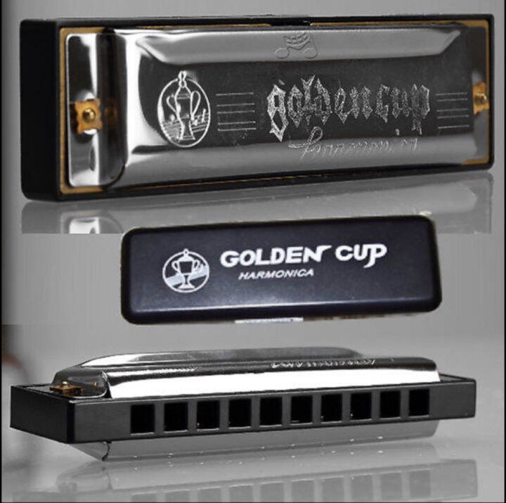 เม้าส์ออแกน ฮาร์โมนิก้า Harmonica Golden Cup 10ช่อง เลือกคีย์ได้ คละสี