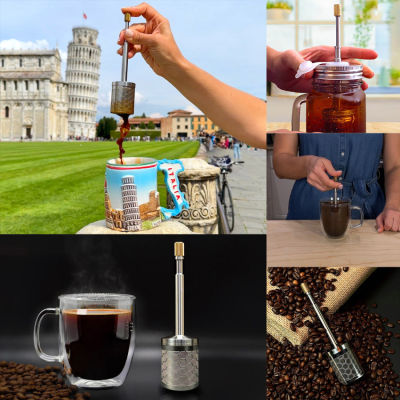 เครื่องทำกาแฟและชาสแตนเลสหน้าจอที่กรองกาแฟแบบพกพา Alat Penyeduh Kopi สำหรับเดินทางสุดท้ายกดที่กรองกาแฟที่กรองกาแฟ
