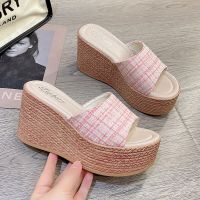 HOT★Platform Wedges Shoes Women Slippers Women Luxury Open Peep Toes Summer Shoes Black Slippers Women Slides Wedge Sandals