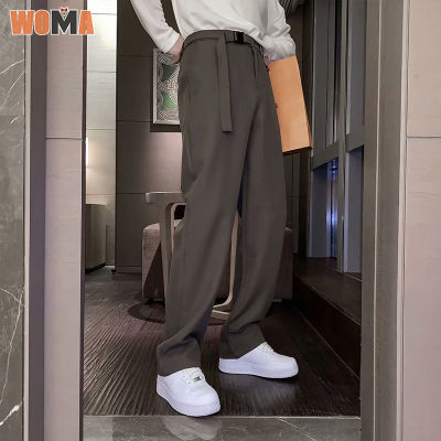 WOMA ฉบับภาษาเกาหลีกางเกงลำลองฟังก์ชั่นของผู้ชายหล่อกางเกงขากว้างผ้าตรงหลวมเทรนด์กางเกงผู้ชายใหม่