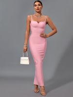 【YF】 Maxi Long Bandage Dress 2022 New Womens Pink Elegant Sexy Evening Club Party High Quality Summer Fashion