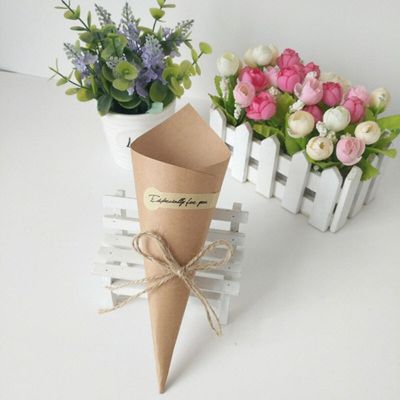 50PCS Packing Bag Cone Kraft Paper Bags Flower Gift Bag Chocolate Sweet Popcorn Wrapping Birthday Wedding Creative Folding Tapestries Hangings