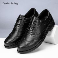 Golden Sapling Business Men Shoes Leather Brogue Shoes Fashion Formal Dress Oxfords Classic Party Handmade Mens Flats