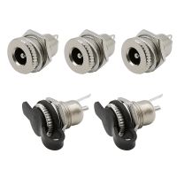 5Pcs DC-099 5.5 x 2.1mm DC Power Female Socket Jack Panel Mount Connector 5.5*2.1mm Metal DC Jack Adapter and Waterproof Cap  Wires Leads Adapters