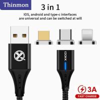 Thinmon 3 ใน 1 LED1 เมตรสาย USB Micro Type-C Lightning Xicci เครื่องชาร์จ USB เคเบิลไอโฟน OPPO VIVO ซัมซุงฮัวเหว่ยเสี่ยวหมี่เอชทีซีโนเกีย