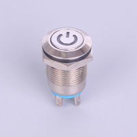 [JINXING] 12mm 12V LATCHING ปุ่มกดสีดำโลหะ LED Power Momentary SWITCH กันน้ำ