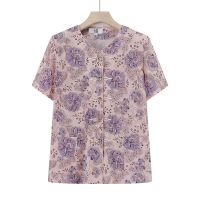 【มีไซส์ใหญ่】Plus Size Womens Short Sleeve Floral Printed Summer Blouses Ladies Elegant Female Tops XL-5XL Vintage Fashion Blusas