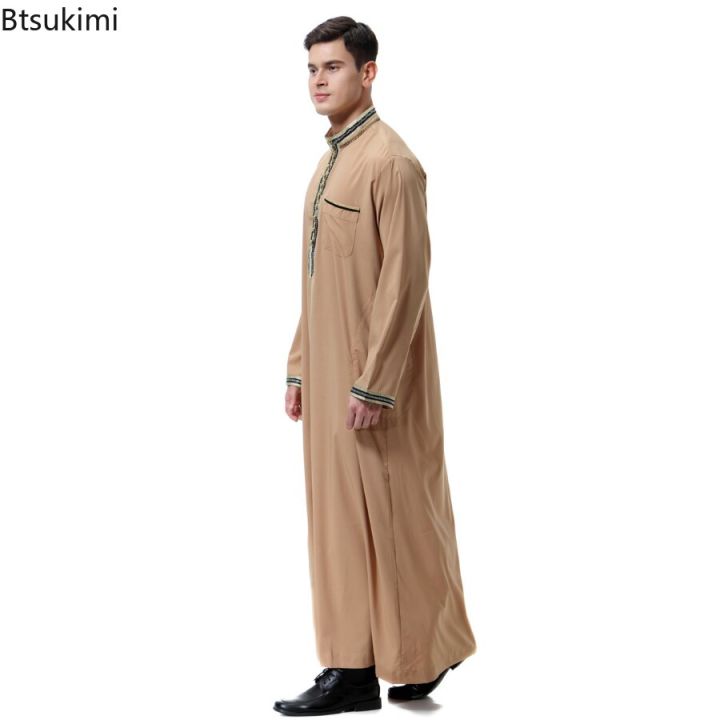 เสื้อคอกลมแขนยาวสำหรับผู้ชายมุสลิมเสื้อผ้าอิสลาม-abaya-อาหรับดูไบคาฟตันเสื้อผ้าอธิษฐานเสื้อผ้าผู้ชาย