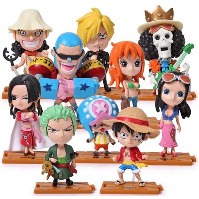 10ชิ้น/ล็อต One-Piece รูป7-10ซม. Kawaii การ์ตูน Luffy Zoro Hancock Nami Figurine