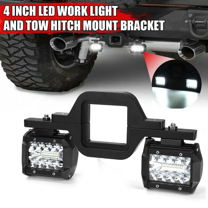 Trailer Tow Hitch Mount Bracket + 4'' LED Spot Flood Offroad Work ...