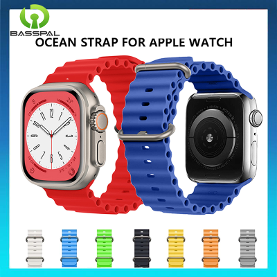 สายนาฬิกาซิลิโคนลายมหาสมุทรสำหรับสายคาด Apple Watch อัลตร้า49มม. 45มม. 41มม. 44มม. 40มม. อุปกรณ์เสริมสำหรับ I Watch Serie 8 7 6 Se 5 4 3 2 1 42มม. 38มม.