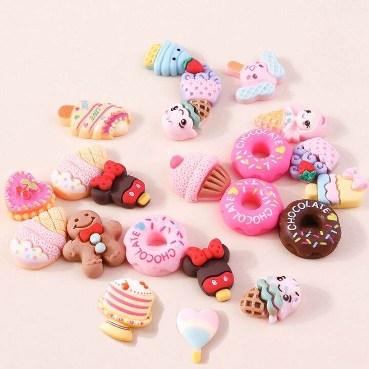 10pcs-popsicle-donuts-flat-back-resin-cabochons-scrapbooking-jewelry-decoration-accessories