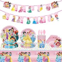 Disney New Princess Baby Shower PARTY ตกแต่งเค้กวันเกิด PARTY Decor สาวถ้วยทิ้งบนโต๊ะอาหารอุปกรณ์-Cailine