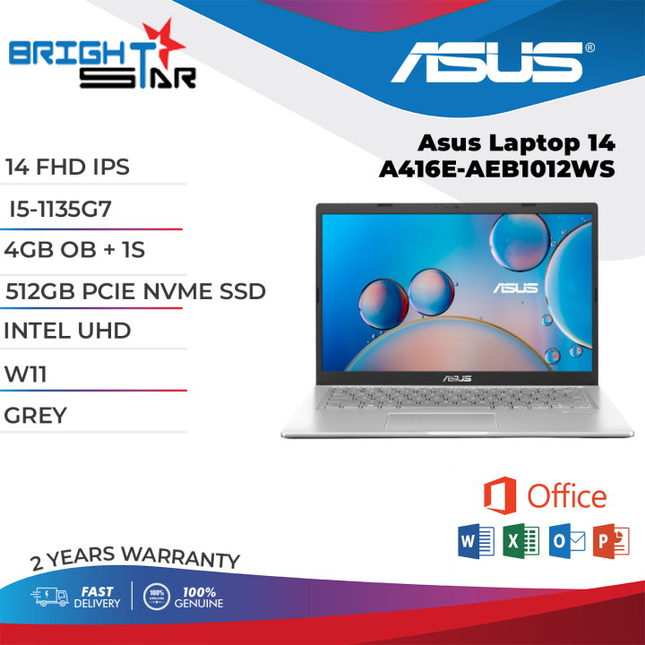 ASUS New Laptop 14 (A416E) ( Intel I5 1135G7 | 4GB OB + 1S | 512GB SSD ...