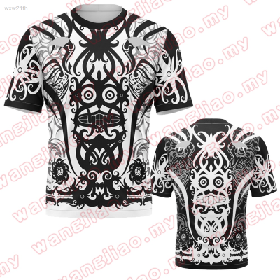 2023 Summer New Malaysia Short Sleeve T-shirt Top Mens Printed Fashion Tribal Terrestrial Jersey Unisex