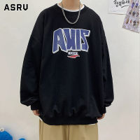 ASRV เสื้อกันหนาวคอกลมสำหรับผู้ชายทรงหลวมเทรนด์เข้าได้กับทุกชุดเสื้อลำลองขนาดใหญ่แบบเรียบง่ายเสื้อยืดผู้ชายเสื้อกล้ามชายเสื้อยืดคอกลม