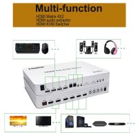 4K 60Hz Matrix HDMI KVM Switch 4X2 4 In 2 Out KVM Switcher Dual Monitor 4 Port KVM Switch Matrix Switcher HDMI USB PC 4 Computer