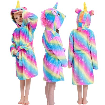 {Xiaoli clothing} Kigurumi เด็กเสื้อคลุมอาบน้ำเด็กดาวสายรุ้งยูนิคอร์นคลุมด้วยผ้าเสื้อคลุมอาบน้ำสัตว์สำหรับหนุ่มๆสาวๆชุดนอน Nightgown เด็กชุดนอน