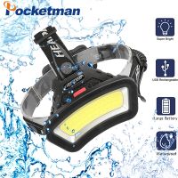 Most Powerful COB LED Headlamp 18650 Rechargeable Headlight Outdoor Waterproof Head Lamp Super Bright Head Flashlight