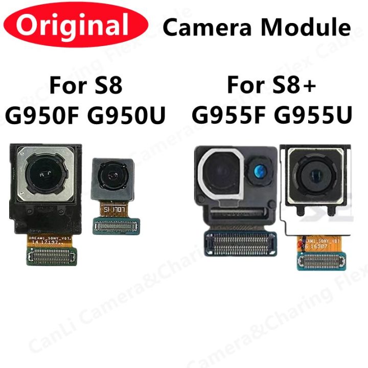 กล้องด้านหน้าด้านหลังเดิมเหมาะสำหรับ Samsung Galaxy S8 Plus G950F G950N G955F โมดูลกล้องหันหน้าไปทางชิ้นงอสำหรับเปลี่ยนอะไหล่