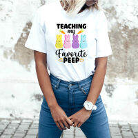 Teaching My Favorite Peeps Women T-shirt Daily Short Sleeve Summer Graphic O-Neck Tees Tops Camisetas De Mujer Harajuku