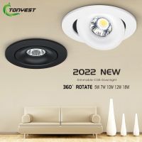 Recessed Downlight For Living Room Bedroom Dimmable Adjustable Angle COB Domestic Commercial Downlight AC85-265V Back Wall Aisle