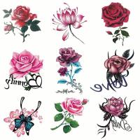 52Pcs Tattoo สติกเกอร์กันน้ำหญิง Rose ดอกไม้ผีเสื้อบุคลิกภาพรอยสักใหม่ขนาดเล็กฝาครอบ