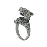 Can open cover domineering wolf head retro mens ring characteristic ring