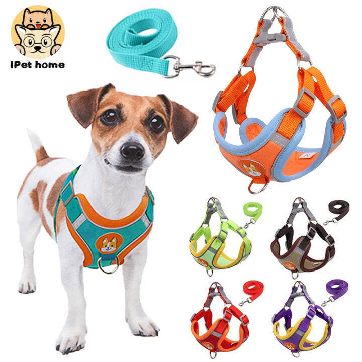 Pet Dog Harness With Leash Pet Adjustable Reflective Harness Vest