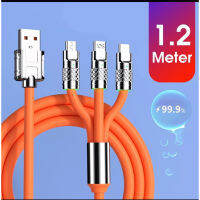 3 IN 1โลหะผสมสังกะสีสายชาร์จ120วัตต์6A ชาร์จเร็วสุด USB Protecetion สำหรับ Micro Type-Ciph