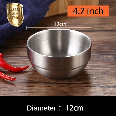 9101214cm Double Thick Stainless Steel Bowl Korean Gold&amp;Silver Noodles Soup Bowl Children Rice Insulation Bowl 304 Salad Bowl