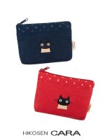 HIKOSEN CARA Kara Cat Card Bag Coin Purse Canvas Mini Cute Cat Japanese Design Womens Small Bag 【OCT】