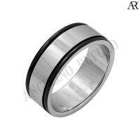 ANGELINO RUFOLO Ring ดีไซน์ Black Edge แหวนผู้ชาย Stainless Steel 316L(สแตนเลสสตีล)คุณภาพเยี่ยม สีเงิน/สีดำ