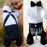 ZZOOI Gentleman Dog Clothes Wedding Suit Formal Shirt For Small Dogs Bowtie Tuxedo Pet Outfit Halloween Christmas Costume For Cats