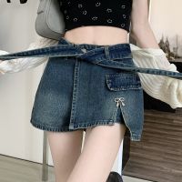 Large size retro hot girl denim shorts womens 2023 summer new fat mm high waist show thin anti-light A-line hot pants