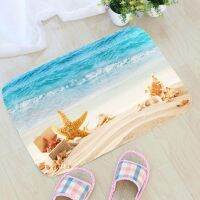 【YF】 Summer Beach Printing Rug Flannel Starfish Shell Pattern Carpet Bathroom Non-slip Mat Sea Style Home Decor Doormat