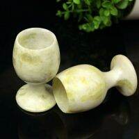 หยกธรรมชาติ Lantian ขาตั้งเฟอร์นิเจอร์สูง Quartzite หยกถ้วยไวน์ Lantian Jade ถ้วยชา2ถ้วย