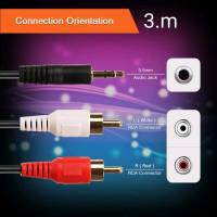 สายลำโพง 1 ออก 2 RCA Cable ยาว 3 เมตร สายสัญญาณเสียง 3.5mm To RCA